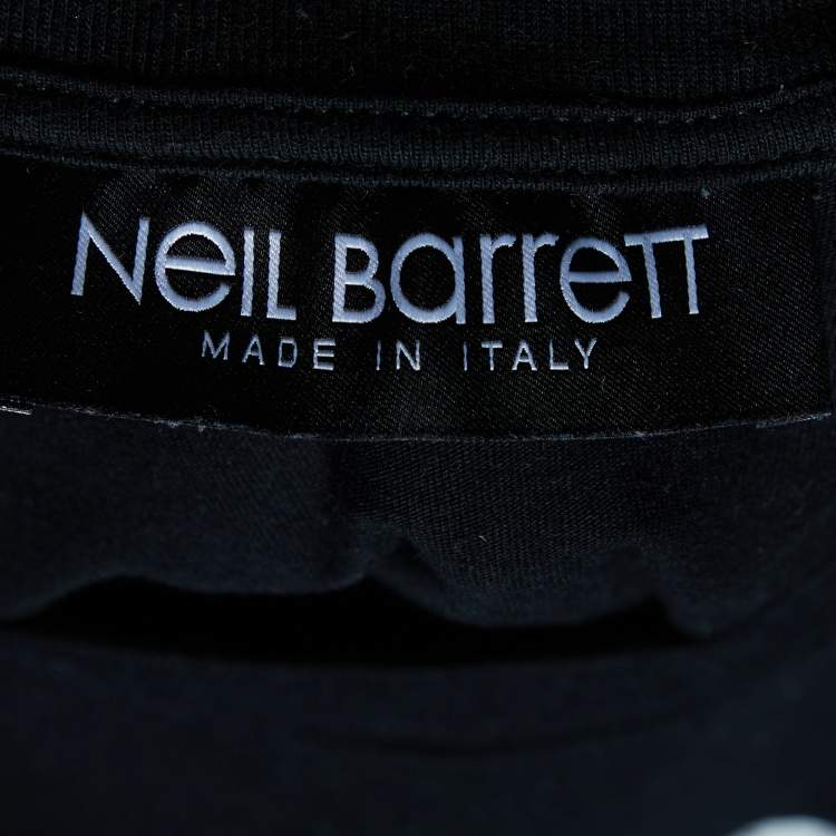 Pre Owned Neil Barrett Black Gods Embroidered Cotton Knit Crewneck T-Shirt S