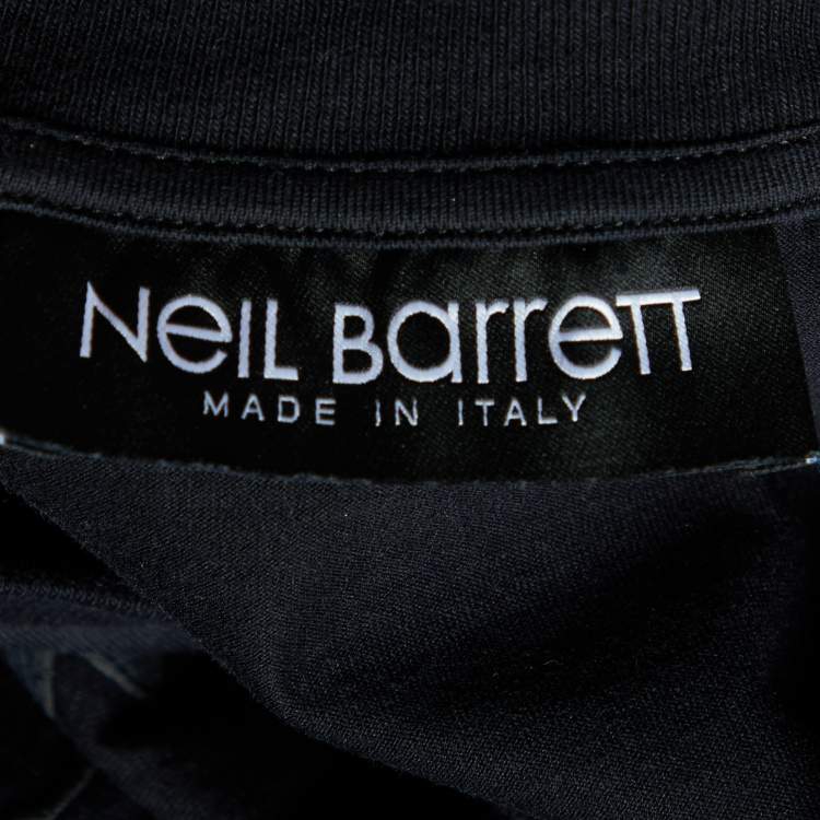 مملوكة مسبقًا Neil Barrett Black Logo Printed Cotton T Shirt M