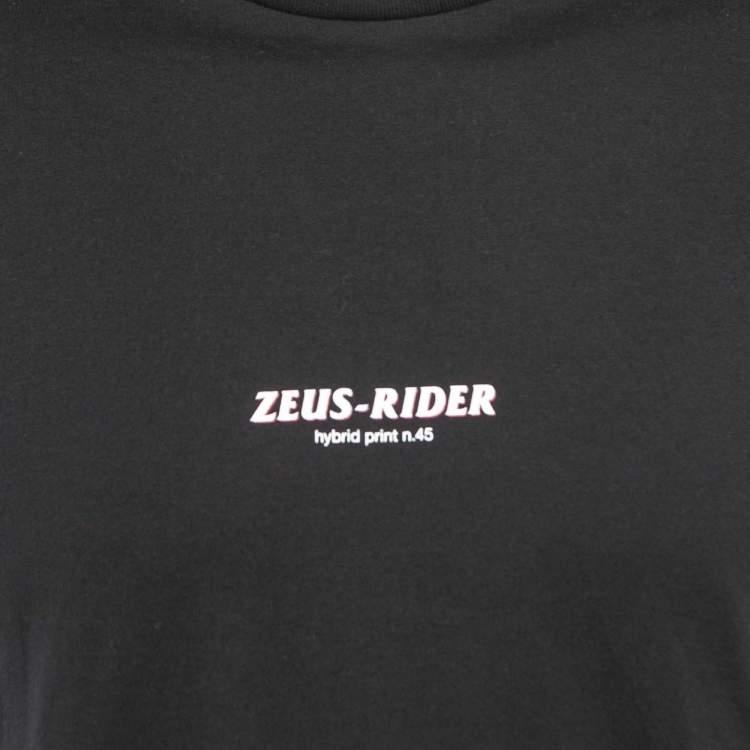 Pre Owned Neil Barrett Black Zeus Rider Print Cotton T-Shirt M