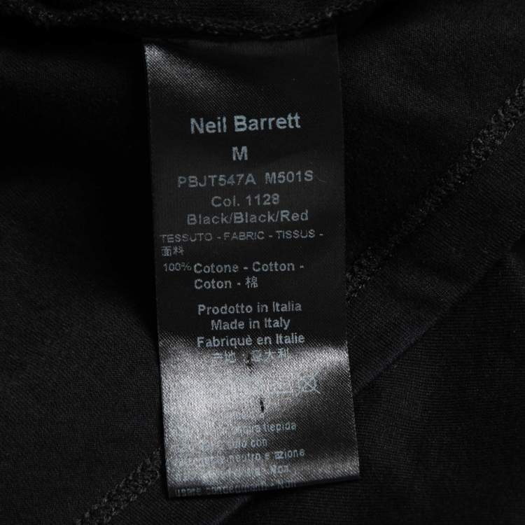 Pre Owned Neil Barrett Black Zeus Rider Print Cotton T-Shirt M