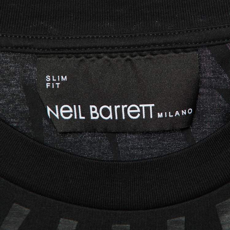 مملوكة مسبقًا Neil Barrett Black Thunderbolt Print Cotton Slim Fit T-Shirt XL