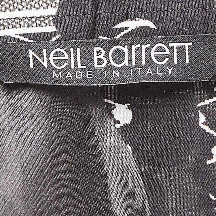 Pre Owned Neil Barrett Monochrome Printed Cotton Slim Fit Shirt M