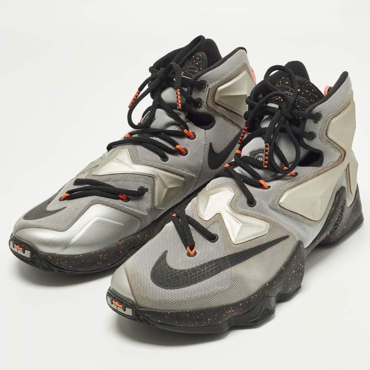 Pre Owned Nike LeBron Size 45 Grey Mesh High Top Sneakers