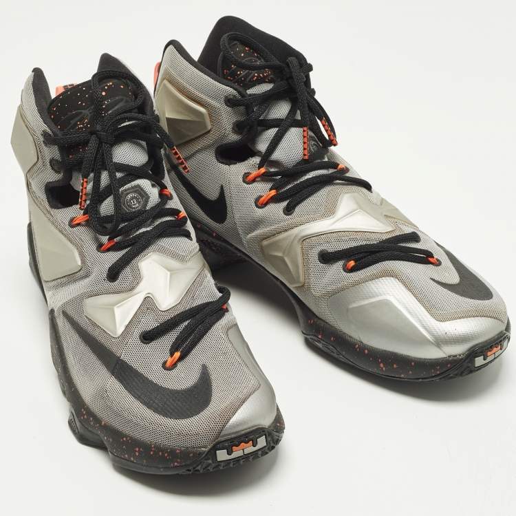 Pre Owned Nike LeBron Size 45 Grey Mesh High Top Sneakers