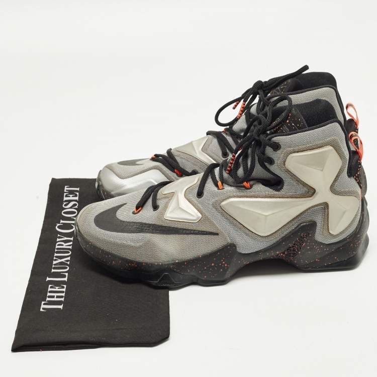 Pre Owned Nike LeBron Size 45 Grey Mesh High Top Sneakers
