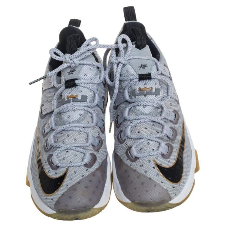 Pre Owned Nike Lebron Grey Mesh And Rubber XIII Low Lace Up Sneakers Size 42.5