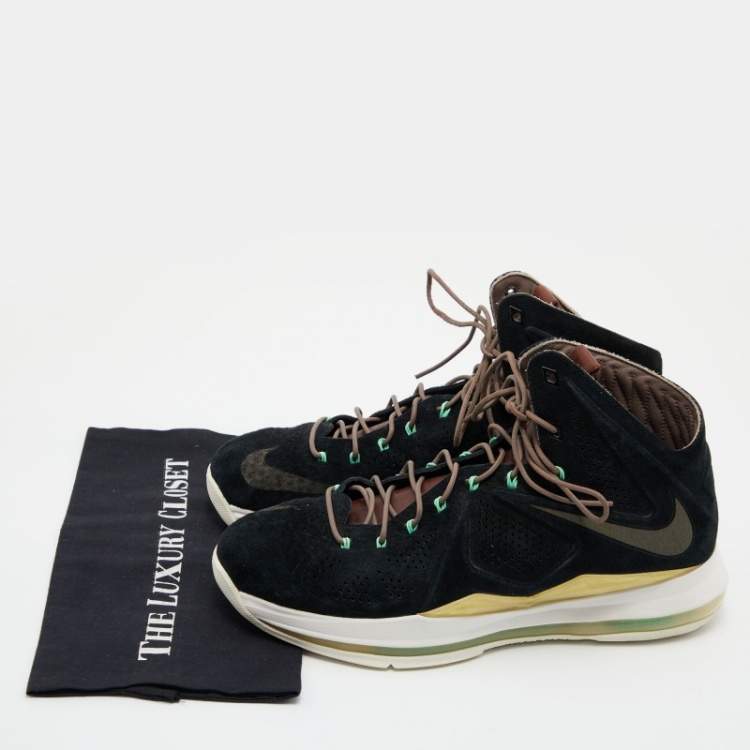 Pre Owned Nike Lebron Black Suede 10 EXT QS Sneakers Size 45