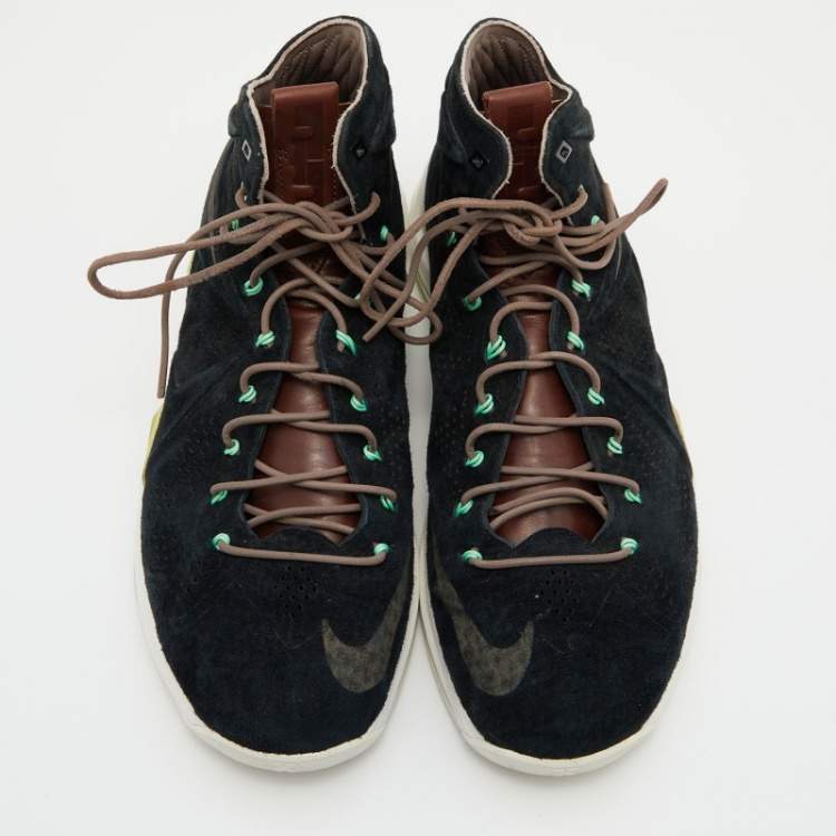 Pre Owned Nike Lebron Black Suede 10 EXT QS Sneakers Size 45