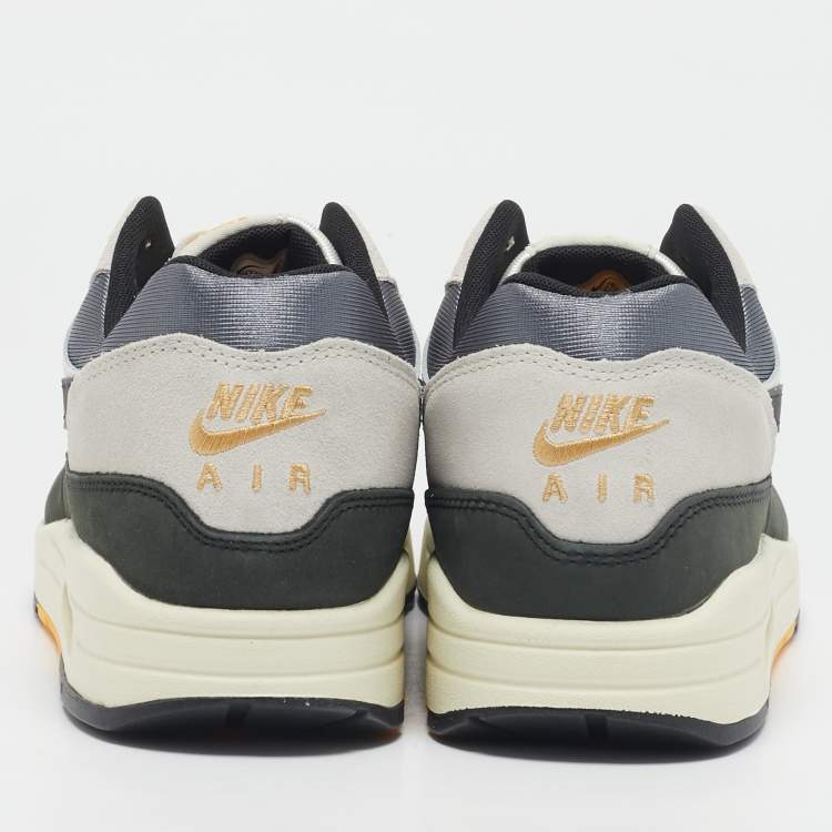 Pre Owned Nike Multicolor Mesh and Leather Air Max 1 Athletic Department Light Bone University Gold Sneakers Size 44