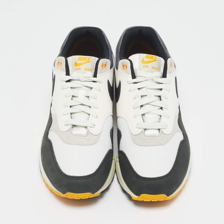 Pre Owned Nike Multicolor Mesh and Leather Air Max 1 Athletic Department Light Bone University Gold Sneakers Size 44