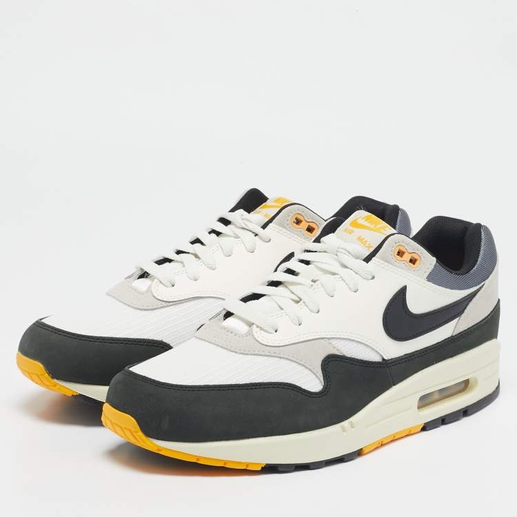 Pre Owned Nike Multicolor Mesh and Leather Air Max 1 Athletic Department Light Bone University Gold Sneakers Size 44