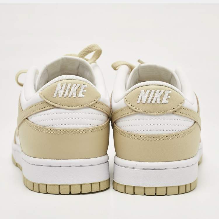 Pre Owned Nike Beige/White Leather Dunk Low Team Gold Sneakers Size 43