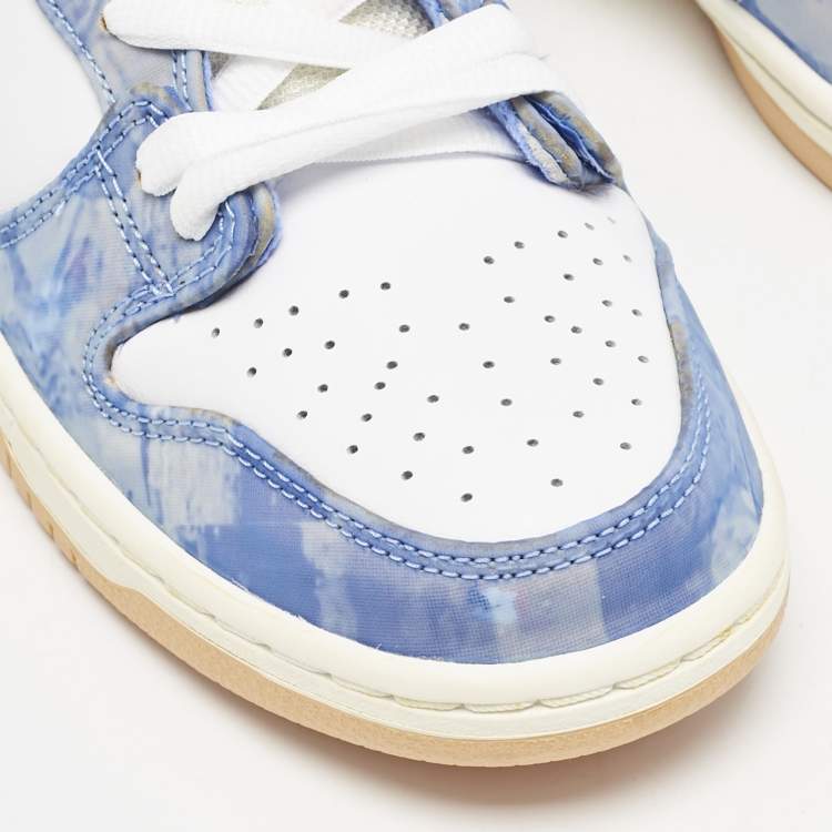 Pre Owned Nike White/Blue Leather and Fabric SB Dunk High Carpet Company Sneakers Size 40.5