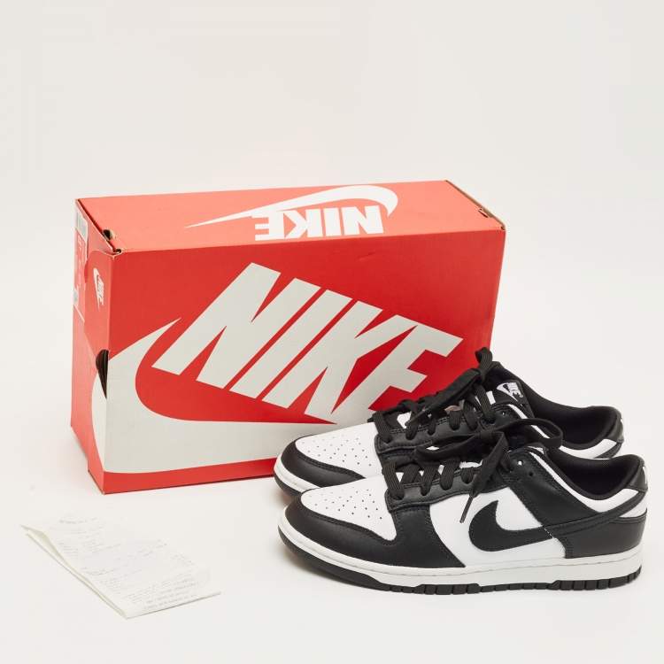 Pre Owned Nike Black/White Leather Dunk Low Retro Panda Sneakers Size 42