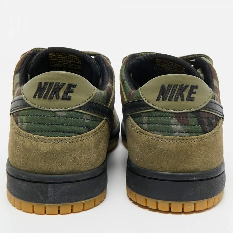Pre Owned Nike Multicolor Camouflage Canvas and Suede SB Dunk Low Skate Camo Sneakers Size 45