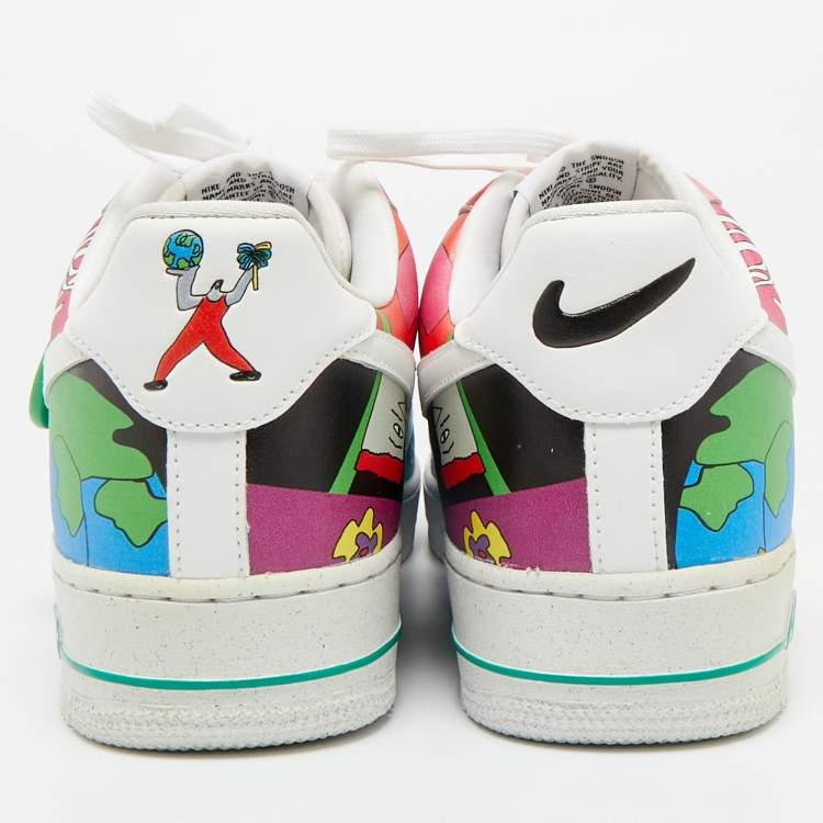 Pre Owned Nike Multicolor Leather Air Force 1 Low Flyleather Ruohan Wang Sneakers Size 45.5