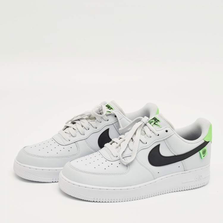 Pre Owned Nike Grey Leather Air Force 1 Low Worldwide Pure Platinum Sneakers Size 44.5