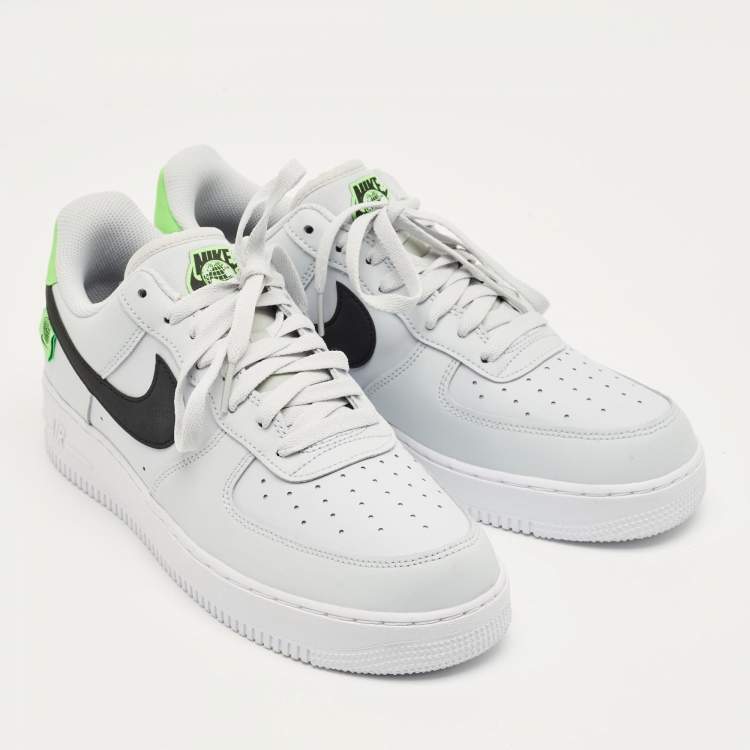 Pre Owned Nike Grey Leather Air Force 1 Low Worldwide Pure Platinum Sneakers Size 44.5