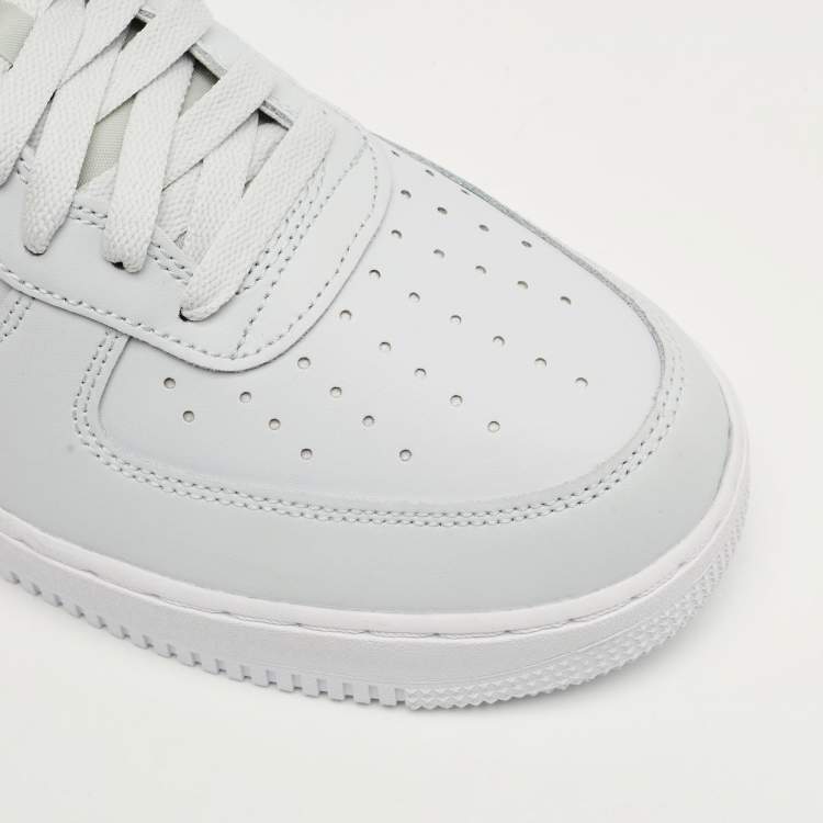 Pre Owned Nike Grey Leather Air Force 1 Low Worldwide Pure Platinum Sneakers Size 44.5