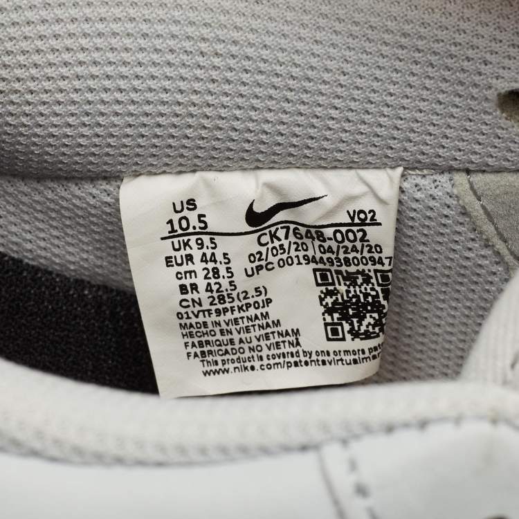 Pre Owned Nike Grey Leather Air Force 1 Low Worldwide Pure Platinum Sneakers Size 44.5