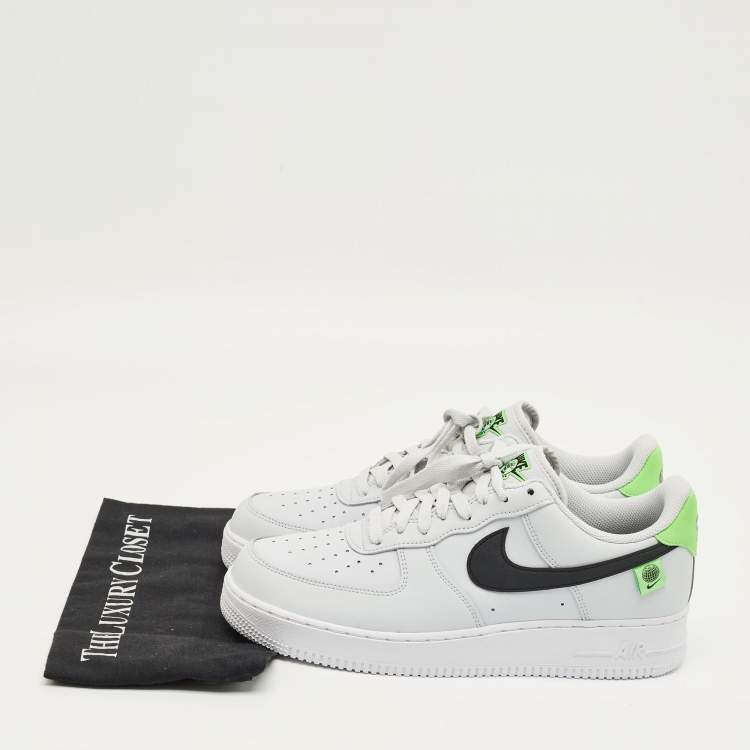 Pre Owned Nike Grey Leather Air Force 1 Low Worldwide Pure Platinum Sneakers Size 44.5