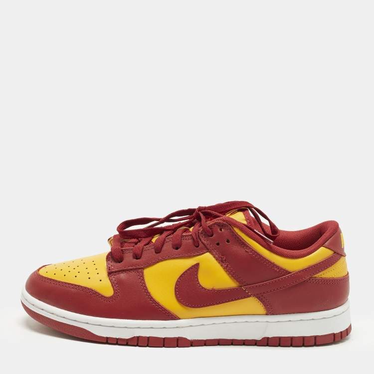 Pre Owned Nike Dunk Midas Gold Size 45 Red/Yellow Leather Low Top Sneakers