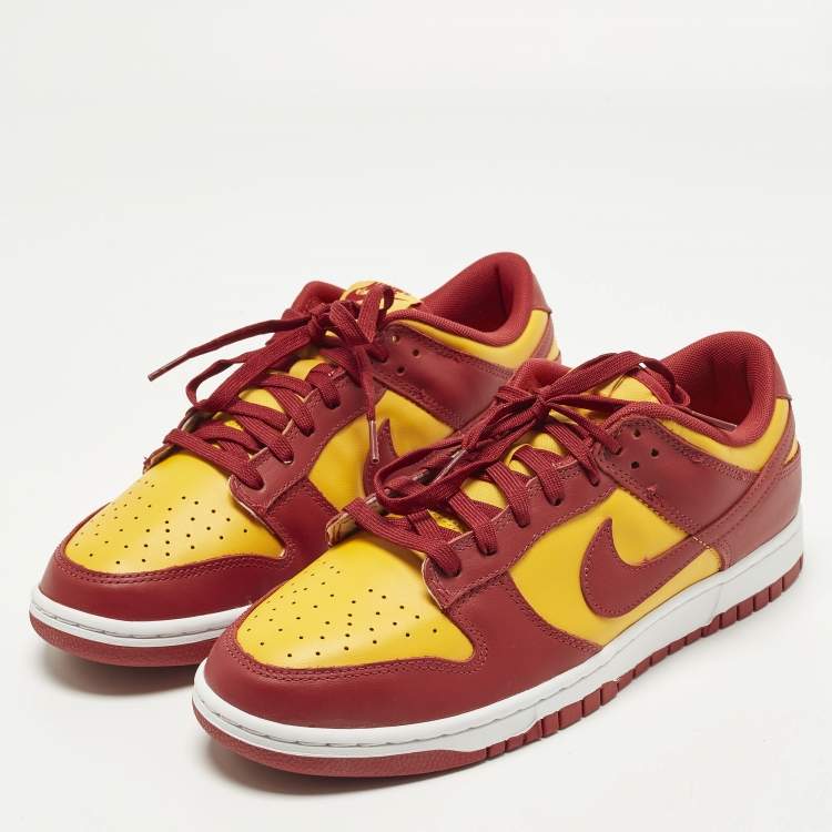 Pre Owned Nike Dunk Midas Gold Size 45 Red/Yellow Leather Low Top Sneakers