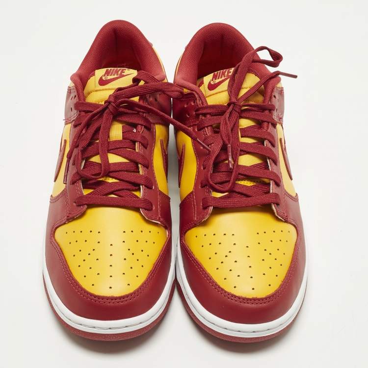 Pre Owned Nike Dunk Midas Gold Size 45 Red/Yellow Leather Low Top Sneakers