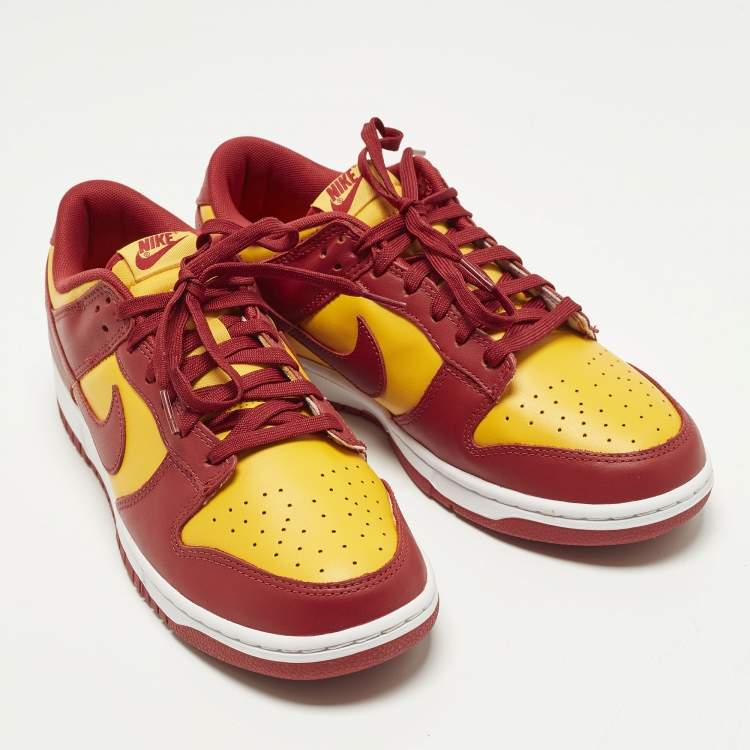 Pre Owned Nike Dunk Midas Gold Size 45 Red/Yellow Leather Low Top Sneakers