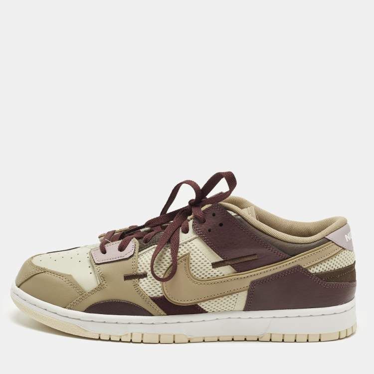 مملوكة مسبقًا Nike Dunk Scrap Latte Size 46 Multicolor Leather and Mesh Low Top Sneakers