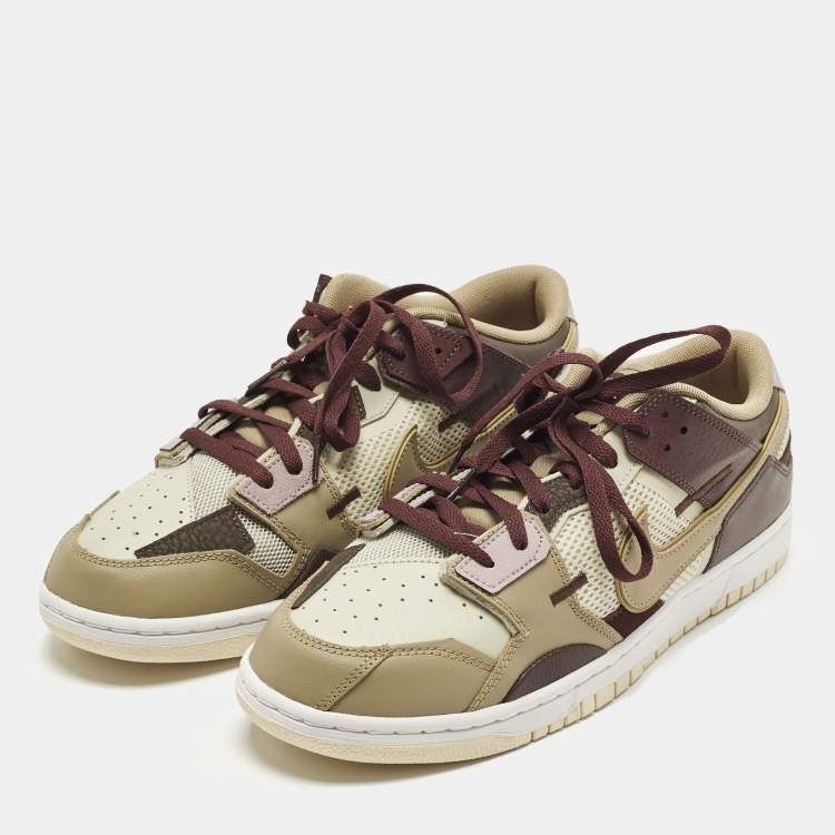مملوكة مسبقًا Nike Dunk Scrap Latte Size 46 Multicolor Leather and Mesh Low Top Sneakers