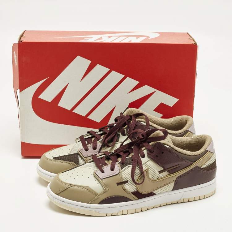 مملوكة مسبقًا Nike Dunk Scrap Latte Size 46 Multicolor Leather and Mesh Low Top Sneakers