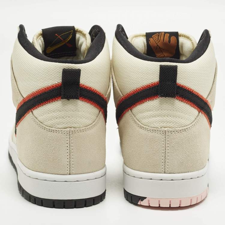 Pre Owned Nike SB Dunk Pro PRM San Francisco Giants Size 46 Beige Canvas and Suede High Top Sneakers