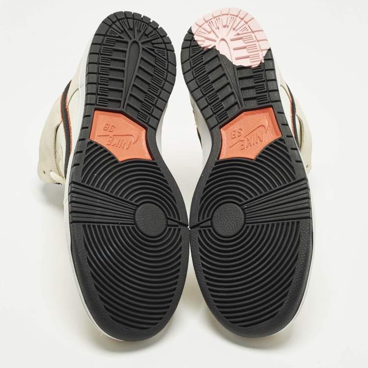 Pre Owned Nike SB Dunk Pro PRM San Francisco Giants Size 46 Beige Canvas and Suede High Top Sneakers