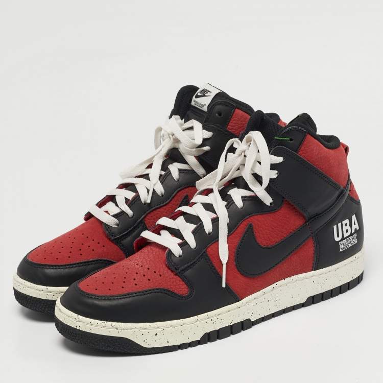 مملوكة مسبقًا Nike Dunk Hi Size 45 Black Leather and Nubuck Leather Mid Top Sneakers