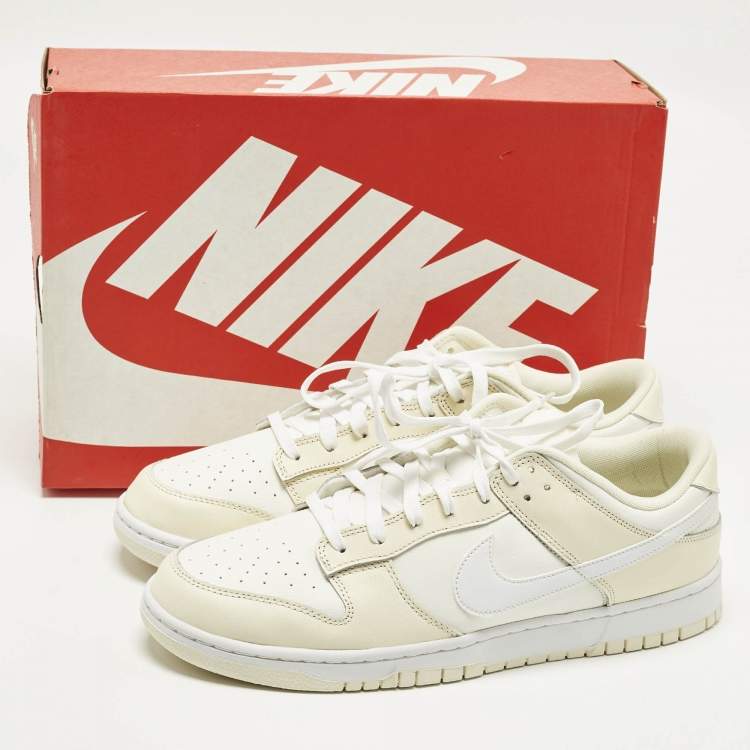 Pre Owned Nike Dunk Low Retro Coconut Milk Size 47.5 Cream/Off White Leather Low Top Sneakers