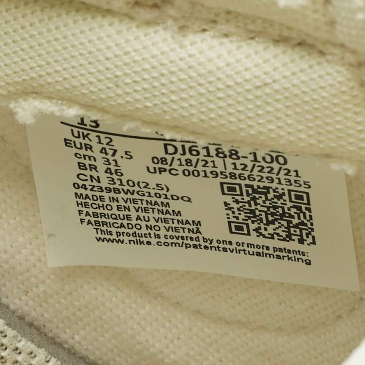 Pre Owned Nike Dunk Low Retro Coconut Milk Size 47.5 Cream/Off White Leather Low Top Sneakers