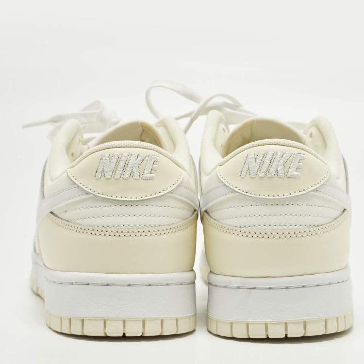 Pre Owned Nike Dunk Low Retro Coconut Milk Size 47.5 Cream/Off White Leather Low Top Sneakers