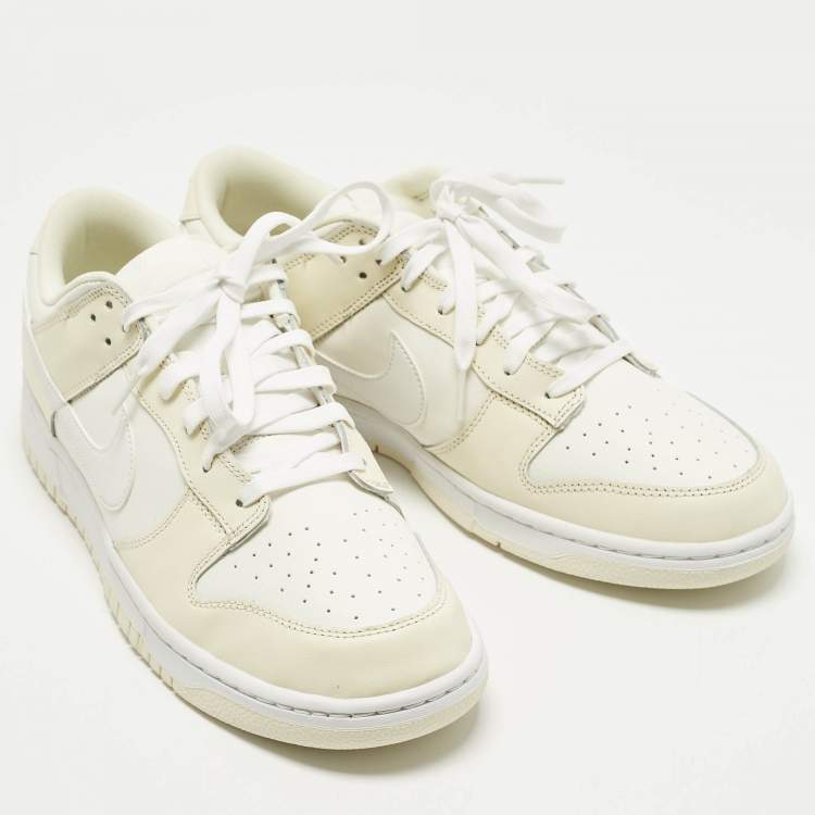 Pre Owned Nike Dunk Low Retro Coconut Milk Size 47.5 Cream/Off White Leather Low Top Sneakers