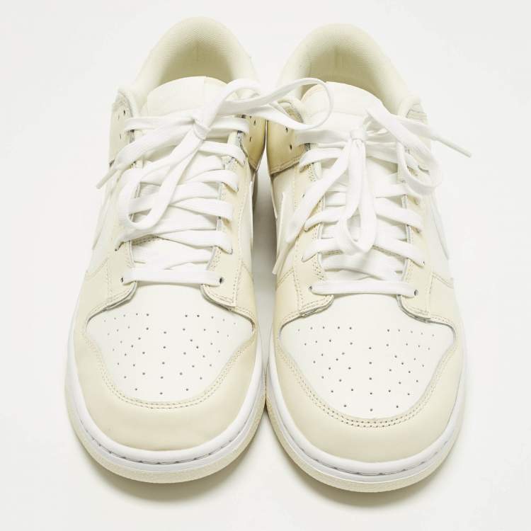 Pre Owned Nike Dunk Low Retro Coconut Milk Size 47.5 Cream/Off White Leather Low Top Sneakers