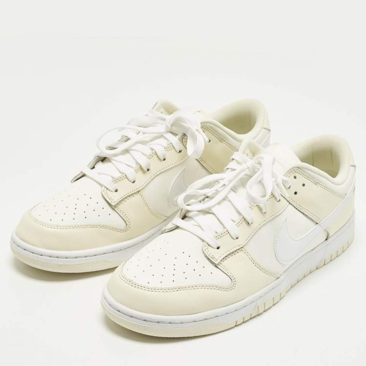 Pre Owned Nike Dunk Low Retro Coconut Milk Size 47.5 Cream/Off White Leather Low Top Sneakers
