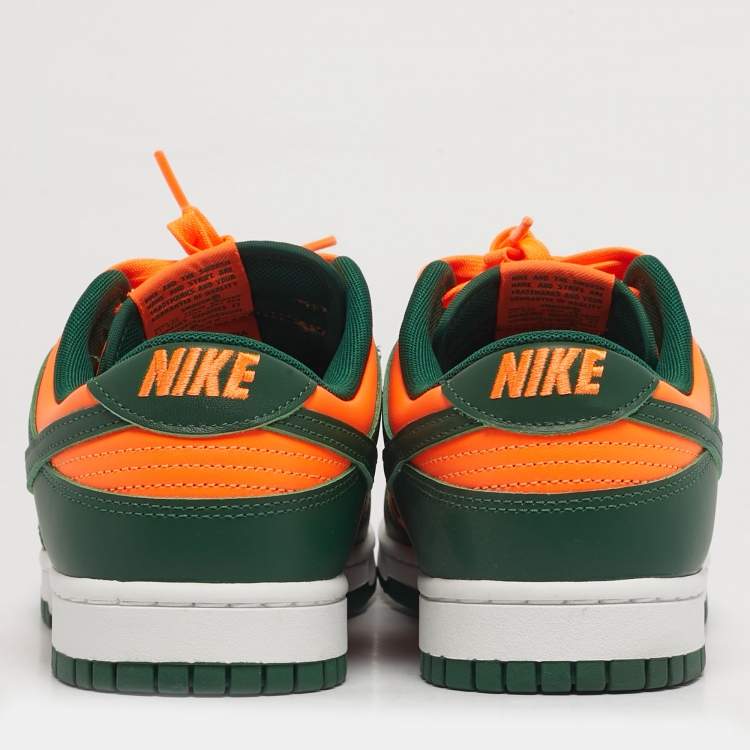 مملوكة مسبقًا Nike Dunk Low Retro Miami Hurricanes Size 45 Green/Neon Orange Leather Low Top Sneakers