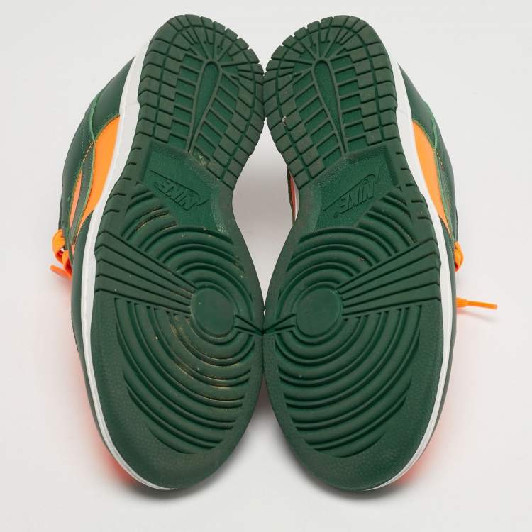 مملوكة مسبقًا Nike Dunk Low Retro Miami Hurricanes Size 45 Green/Neon Orange Leather Low Top Sneakers