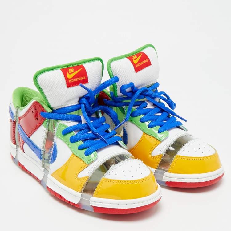 Pre Owned Nike SB Dunk Sandy Bodecker Size 45.5 Multicolor Patent Leather and PVC Low Top Sneakers