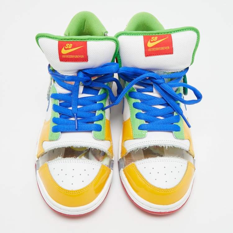 Pre Owned Nike SB Dunk Sandy Bodecker Size 45.5 Multicolor Patent Leather and PVC Low Top Sneakers