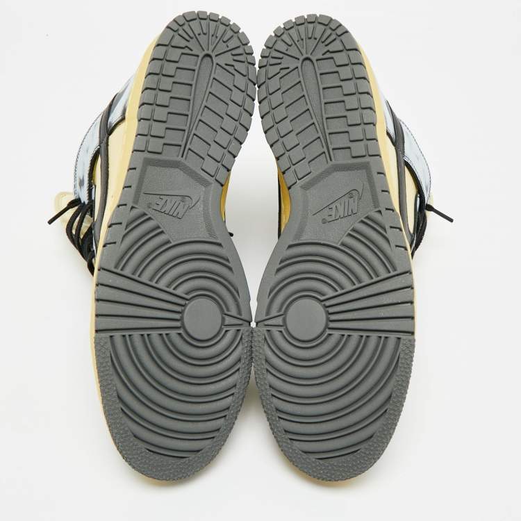 Pre Owned Nike Dunk 1985 Black Acid Wash Size 45 Multicolor Leather High Top Sneakers