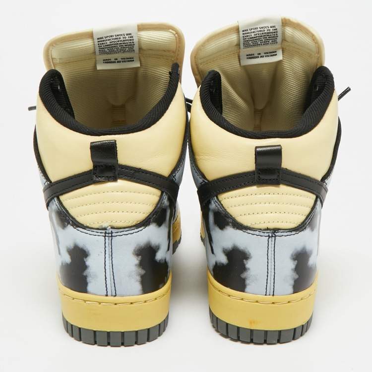 Pre Owned Nike Dunk 1985 Black Acid Wash Size 45 Multicolor Leather High Top Sneakers