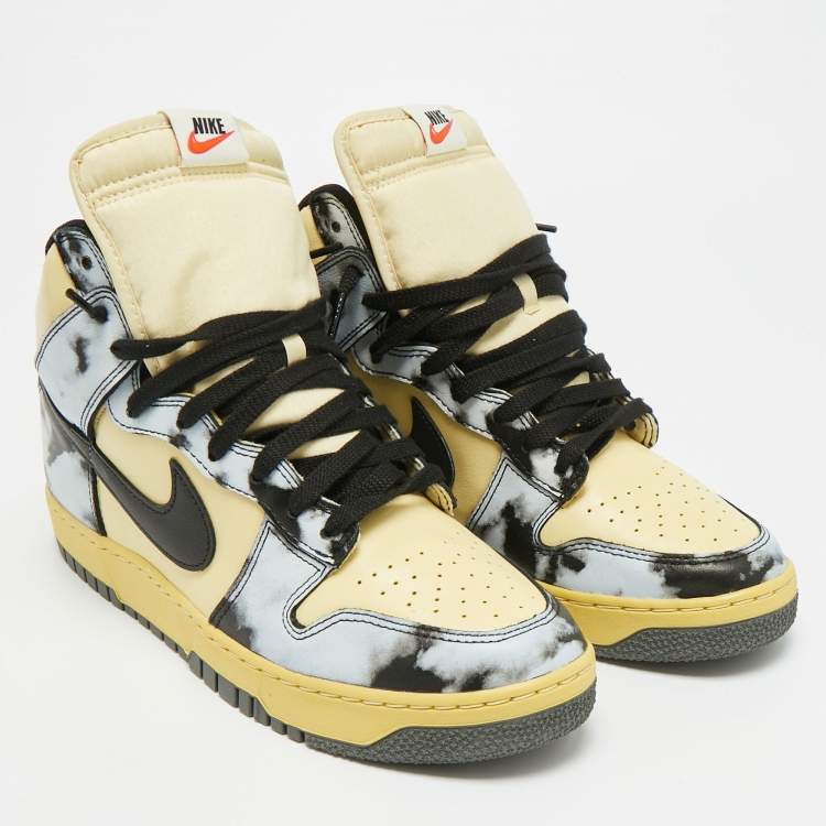 Pre Owned Nike Dunk 1985 Black Acid Wash Size 45 Multicolor Leather High Top Sneakers