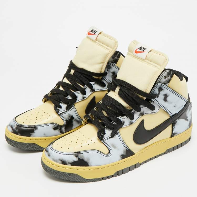 Pre Owned Nike Dunk 1985 Black Acid Wash Size 45 Multicolor Leather High Top Sneakers