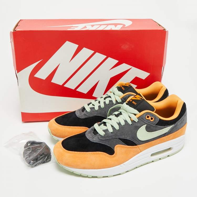 Pre Owned Nike Air Max 1 PRM Duck Honey Dew Size 45.5 Multicolor Suede Low Top Sneakers